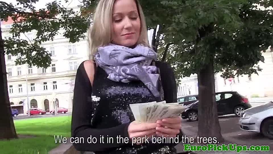 Junge Frau im Park für Geld gefickt
